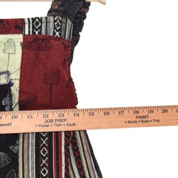 Patchwork Mushroom Overalls Hippie Boho Festival Cottagecore Granola Fairycore - Picture 6 of 8